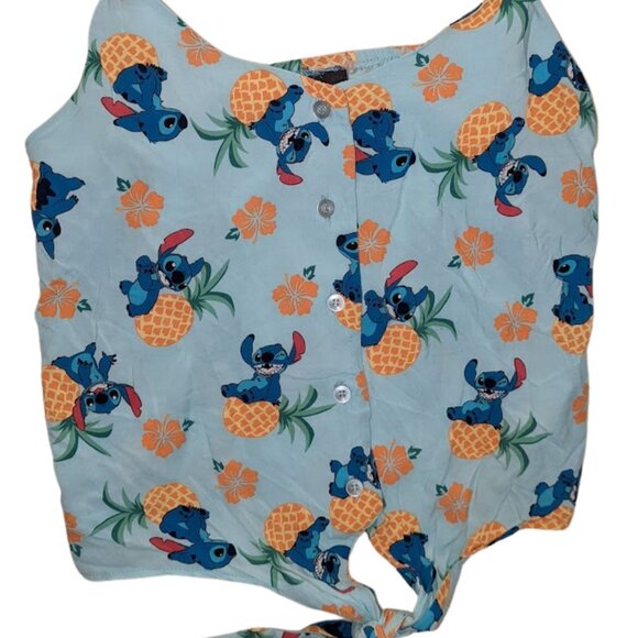 Disney Tops - Disney Women's Lilo & Stitch Pineapple Sleeveless tie crop Tank Top blouse Small